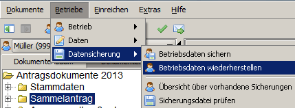 Dialog Datensicherung laden