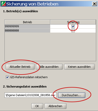 ELAN: Dialog Daten sichern
