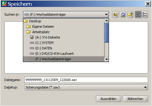 ELAN: Speicherort