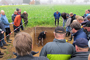 Feldbesichtigung mit Bodenprofil