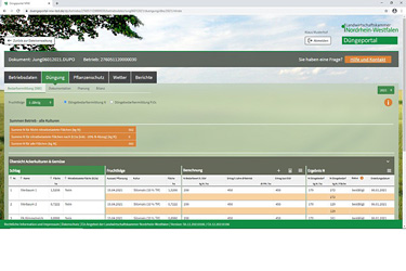 Screen Düngeportal NRW