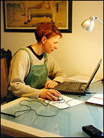 Landwirtin am Notebook