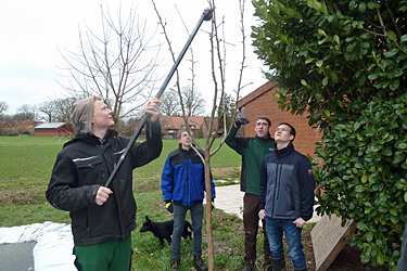 Wolbecker Schüler beim Obstbaumschnittkurs