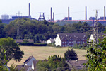 Feld am Rand der Stadt Essen