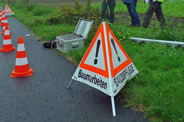 Absperrung bei Baumpflegearbeiten