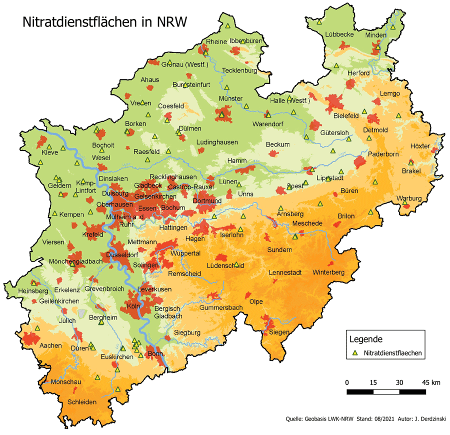 Nitratdienstflächen in NRW Nitratdienstflächen in NRW