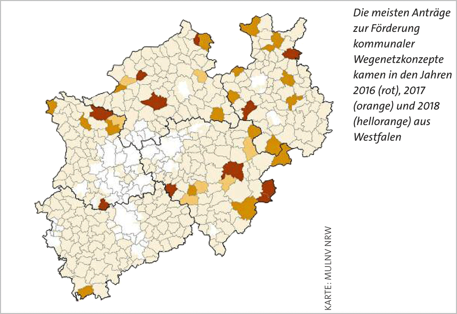 Anträge zur Förderung kommunaler Wegenetzkonzepte in NRW