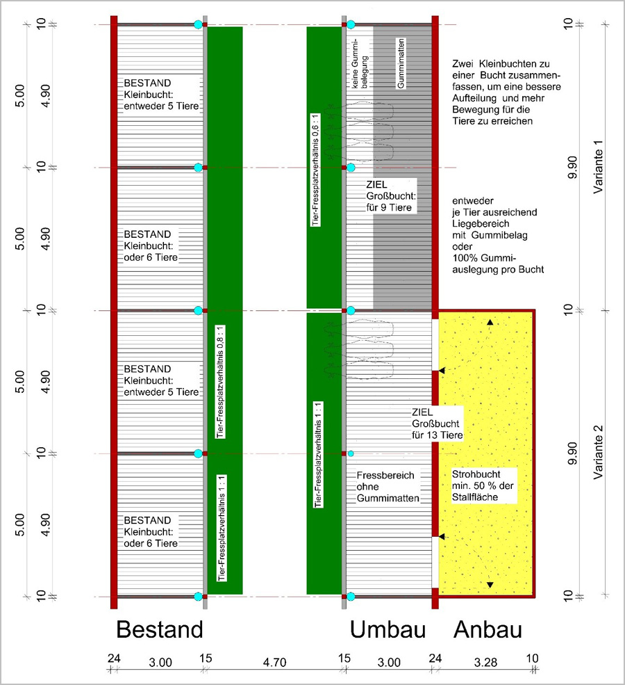 Plan eines Stallumbaus