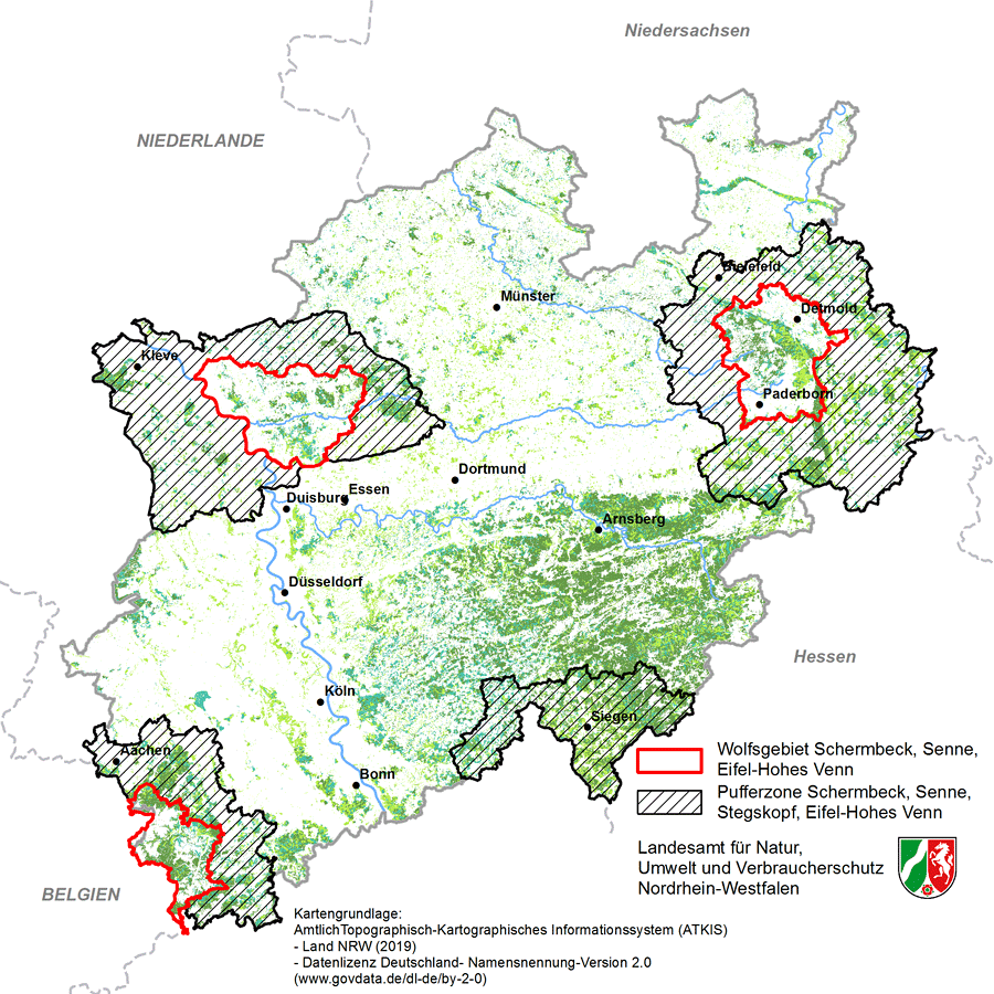 Wolfsgebiete in NRW
